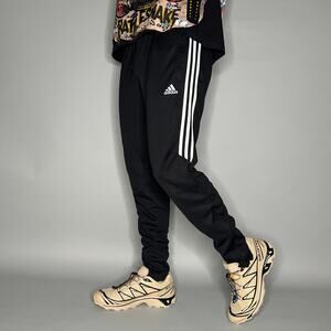 Vintage Y2K Adidas Sweatpants Mens L Slim Fit Black White Polyester Joggers